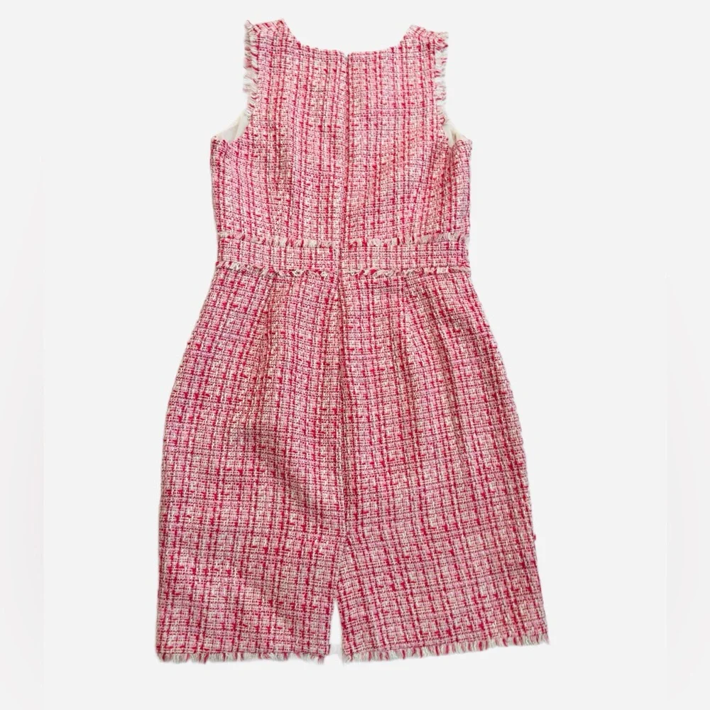 J. CREW ~ Pink and White Textured Tweed Dress w/Raspberry Metallic Threads - Picture 7 of 8